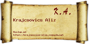 Krajcsovics Aliz névjegykártya